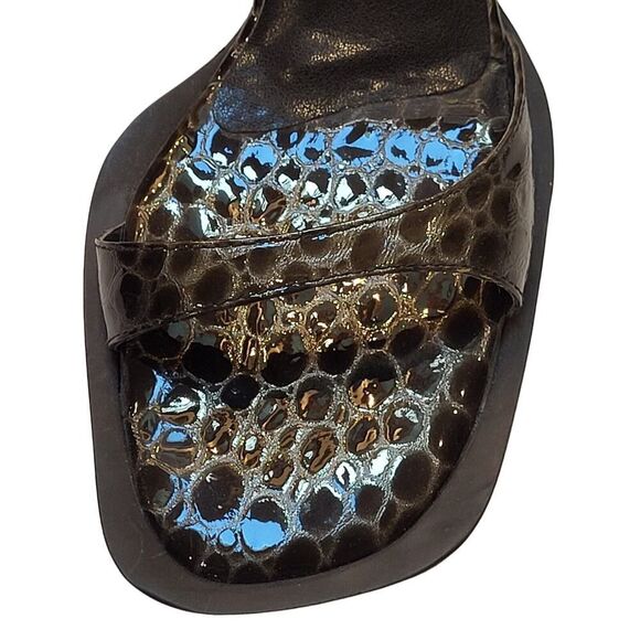 Vintage Seychelles Size 6 M California Block Heels Leather Black Animal Print - Picture 6 of 10